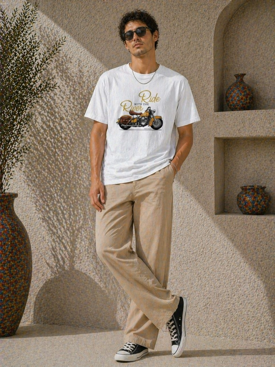 69f498f9806bf-28844026-sw960sh1280 Erkek Motosiklet Baskılı Tişört Bisiklet Yaka Kısa Kol Yazlık T-Shirt - Beyaz - Görsel 2