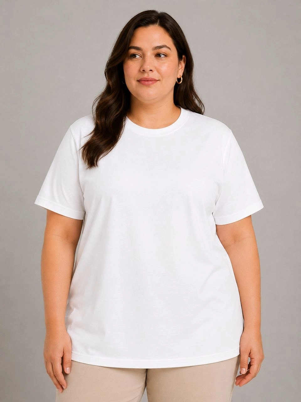 6a00c0a547674-19340160-sw960sh1280 Kadın Battal Big Size Basic Tişört Bisiklet Yaka Rahat Kalıp T-Shirt - Beyaz