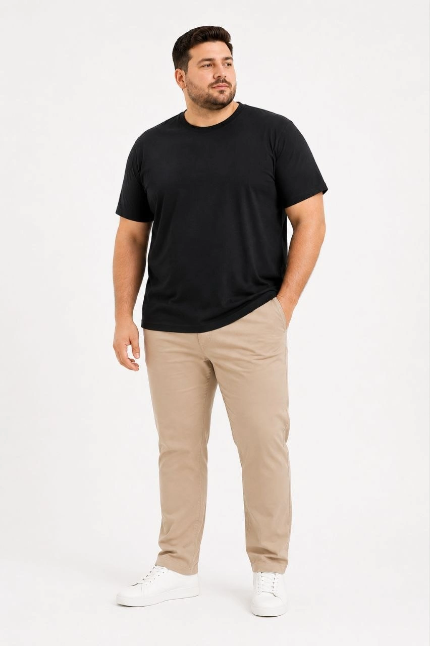 6a00cfd3004a9-82134891-sw852sh1280 Erkek Battal Big Size Basic Tişört Bisiklet Yaka Rahat Kalıp T-Shirt - Siyah - Görsel 2