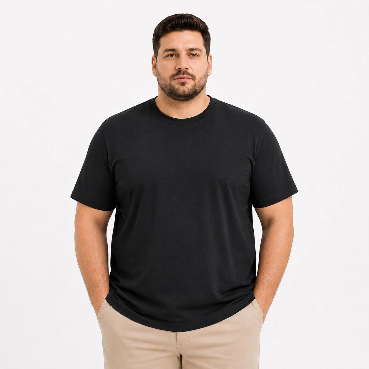 6a00cfd3288e7-17974936-sw1254sh1254 Erkek Battal Big Size Basic Tişört Bisiklet Yaka Rahat Kalıp T-Shirt - Siyah