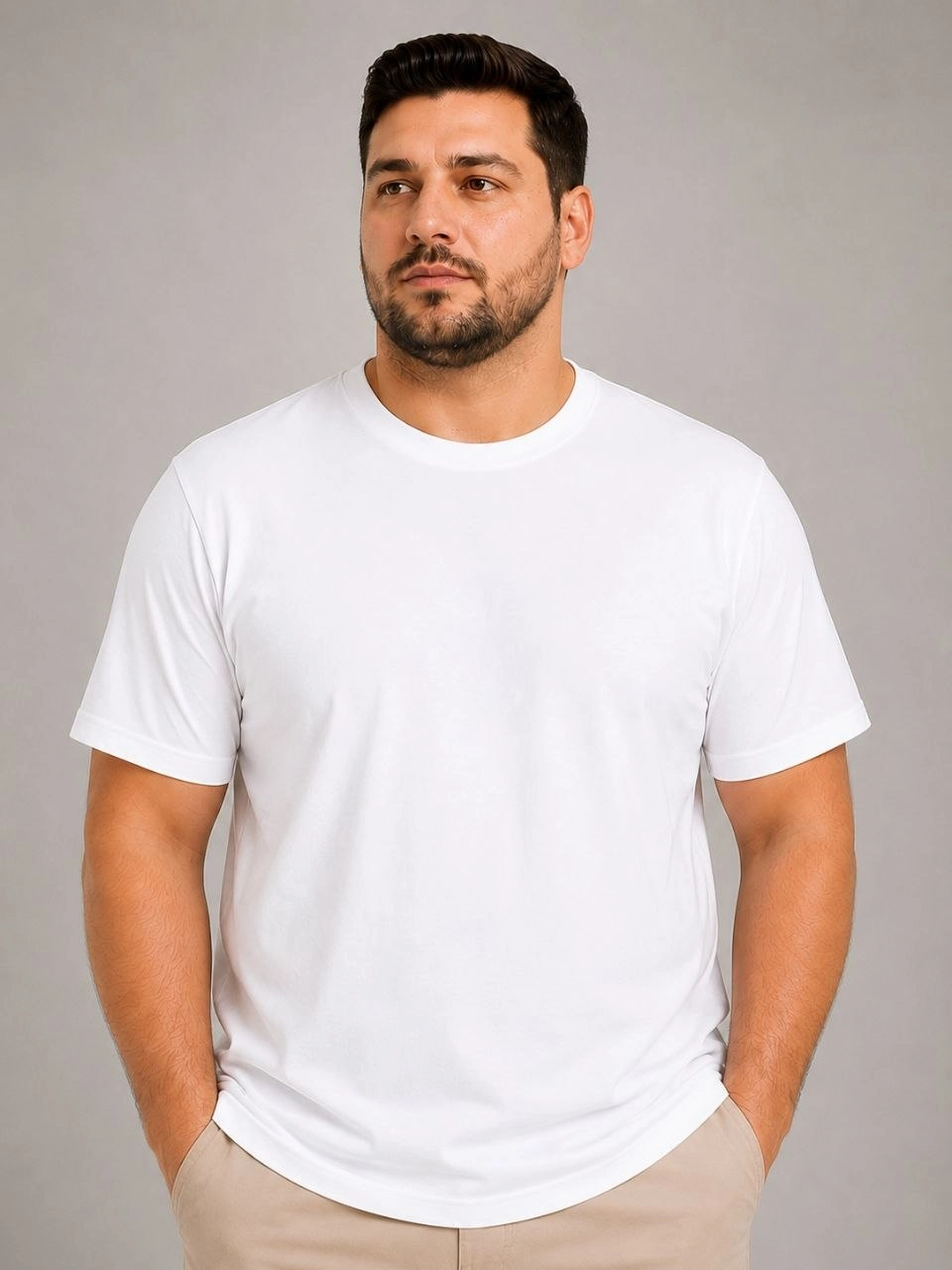 6a00d09db19da-35863827-sw960sh1280 Erkek Battal Big Size Basic Tişört Bisiklet Yaka Rahat Kalıp T-Shirt - Beyaz