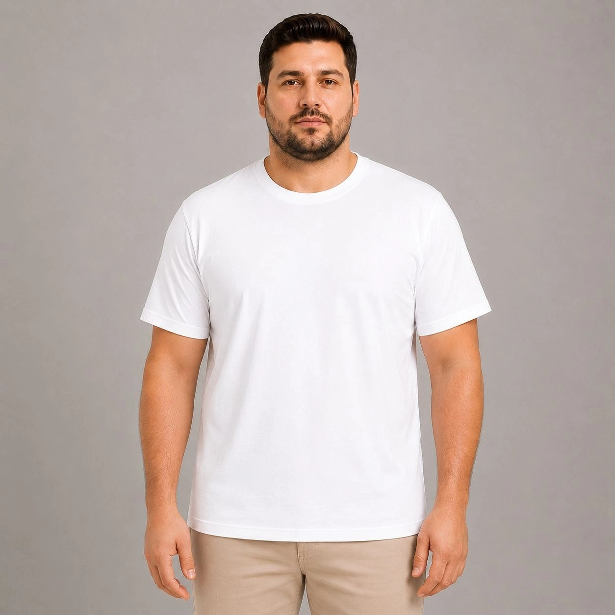 6a00d09dc53d7-47698161-sw1254sh1254 Erkek Battal Big Size Basic Tişört Bisiklet Yaka Rahat Kalıp T-Shirt - Beyaz - Görsel 2