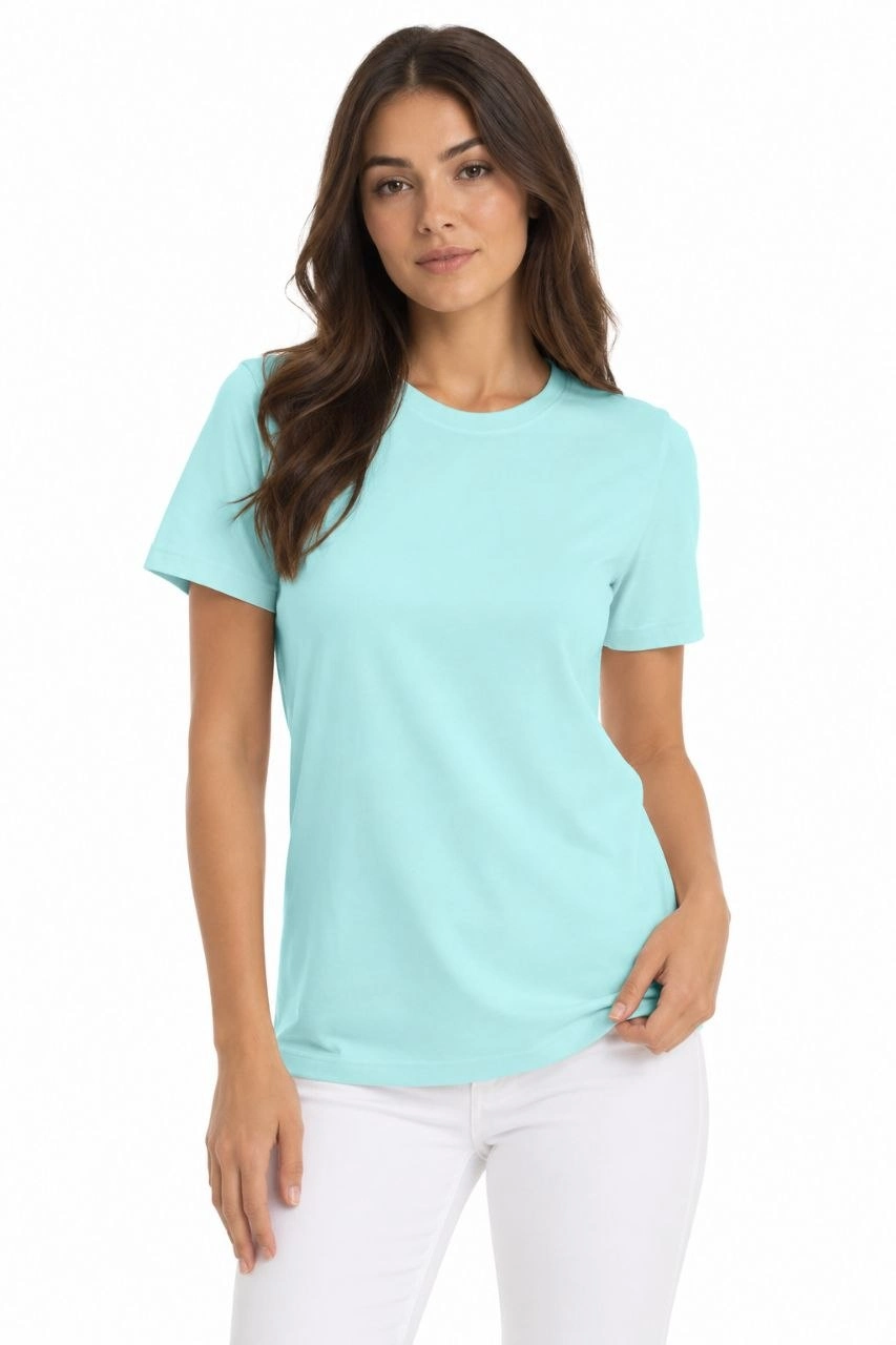 6a09969423822-35644022-sw853sh1280 Kadın T-Shirt Bisiklet Yaka Slim Fit Likralı Tişört Günlük Basic Body - Turkuaz - Görsel 2