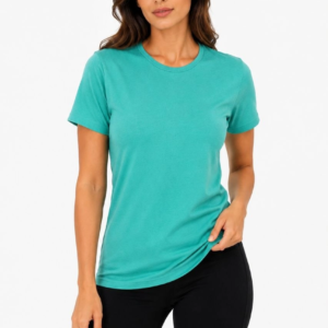 Kadın Basic Tişört Bisiklet Yaka Kısa Kol Günlük Yazlık Slim fit T-Shirt - Su Yeşili