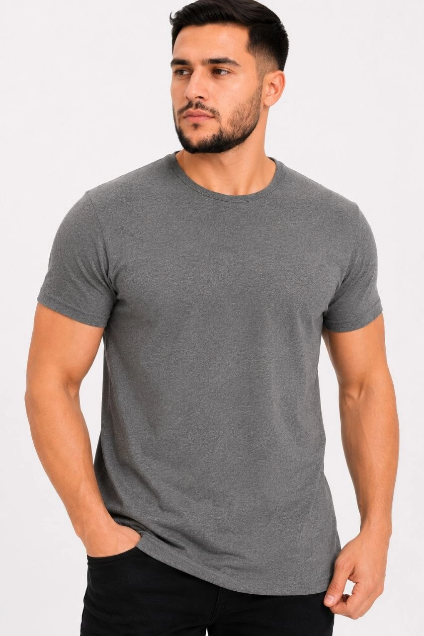 6a09a3fec3337-7776859-sw853sh1280 Erkek Basic Tişört Bisiklet Yaka Kısa Kol Günlük Yazlık Slim fit T-Shirt - Antrasit