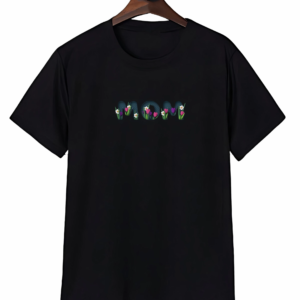 Anneler Günü Mom Çiçek Temalı Baskılı Oversize Bisiklet Yaka T-shirt - Siyah