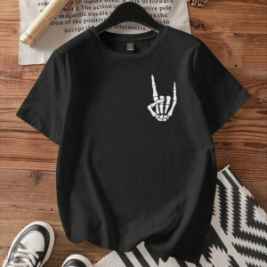 Kadın Baskılı T-Shirt Kısa Kol Bisiklet Yaka Oversize Rahat Kalıp Tişört - Siyah