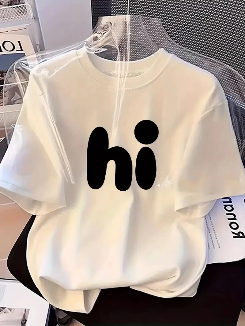 baskili-oversize-bisiklet-yaka-t-shirt-beyaz-11827853-sw800sh1067 Kadın Kısa Kol Yazlık Tişört Bisiklet Yaka hi Baskılı T-Shirt - Beyaz