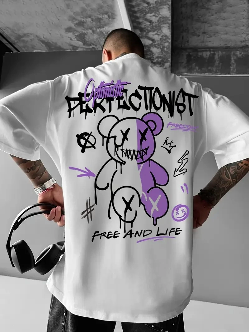 baskili-oversize-bisiklet-yaka-t-shirt-beyaz-36703668-sw800sh1066 Erkek Tişört Baskılı Bisiklet Yaka Kısa kol t-shirt - Beyaz