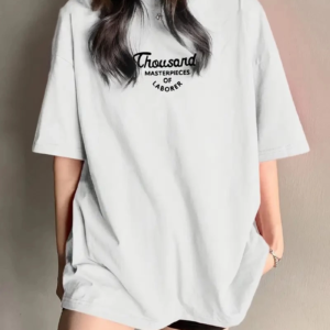 Kadın Baskılı Tişört Bisiklet yaka yazlık Kısa Kol oversize t-shirt - Beyaz