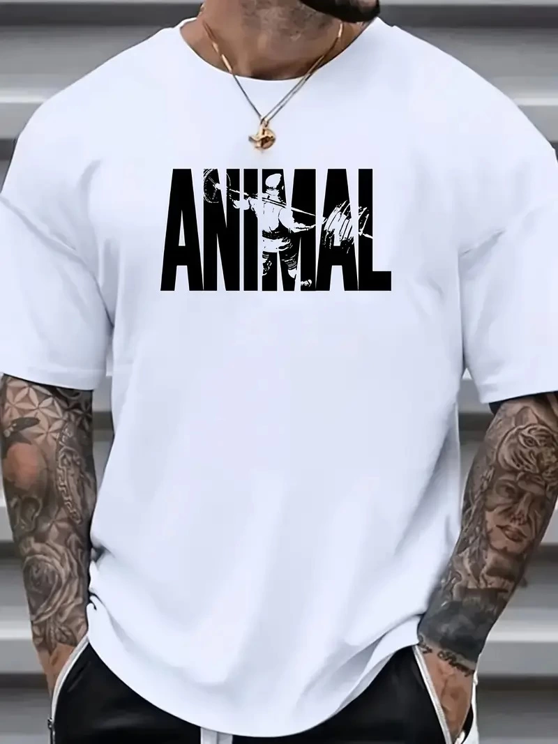 baskili-oversize-bisiklet-yaka-t-shirt-beyaz-6546847-sw800sh1067 Erkek ANIMAL Baskılı Tişört Bisiklet YakaYazlık T-shirt - Beyaz