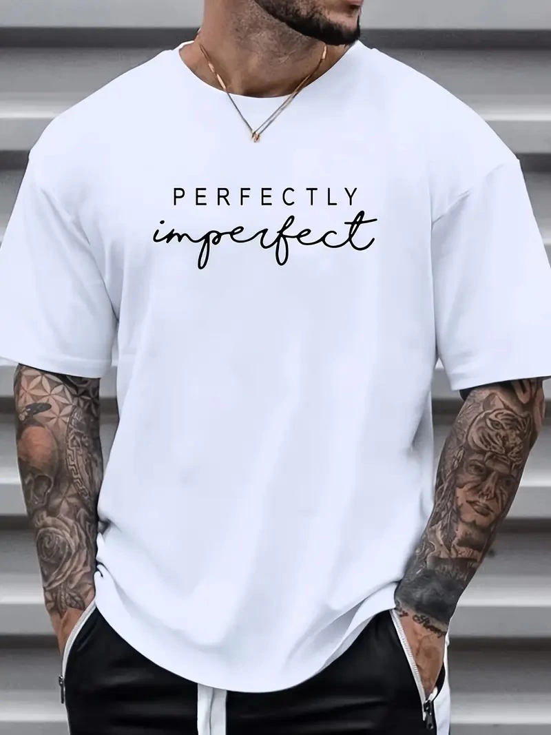 baskili-oversize-bisiklet-yaka-t-shirt-beyaz-70137461-sw800sh1067 Erkek PERFECTLY Baskılı Tişört Bisiklet yaka yazlık Kısa Kol t-shirt - Beyaz