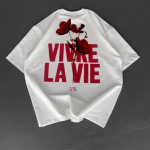 Erkek Ön ve Arka Baskılı T-Shirt Kısa Kol Bisiklet Yaka Regular Fit Tişört - Beyaz