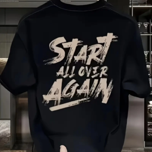 Erkek Kısa Kol Yazlık Tişört Bisiklet Yaka Baskılı Oversize T-Shirt - Siyah
