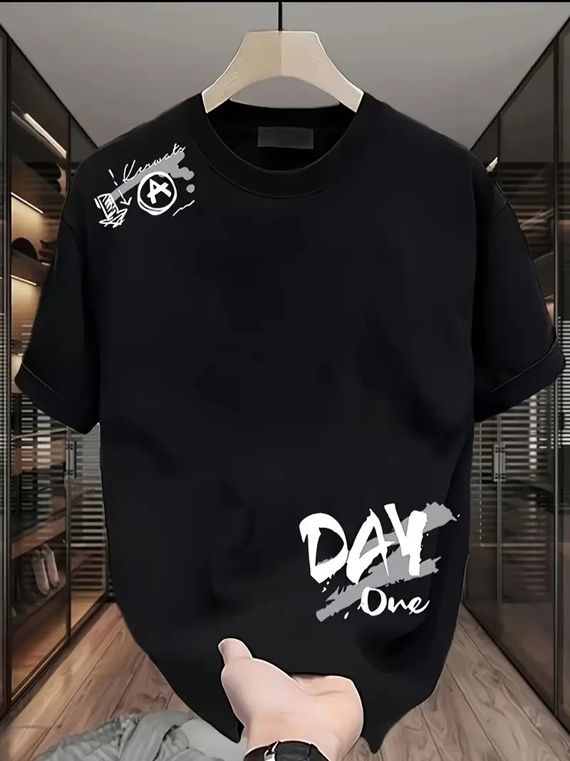 baskili-oversize-bisiklet-yaka-t-shirt-siyah-42738260-sw800sh1067 Kadın Kısa Kol Yazlık Tişört Bisiklet Yaka Baskılı Oversize T-Shirt - Siyah