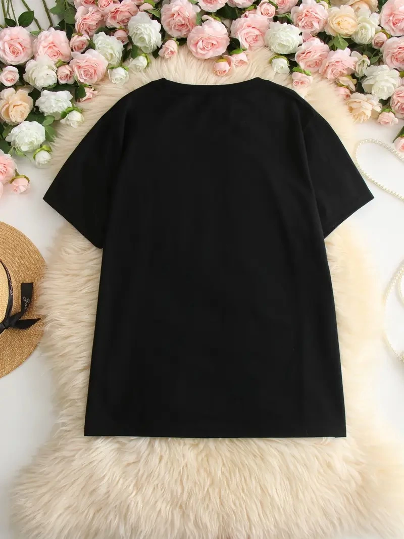 baskili-oversize-bisiklet-yaka-t-shirt-siyah-43840720-sw800sh1067 Kadın T-Shirt Hi I don't care. Thanks. Baskılı Bisiklet yaka Tişört - Siyah - Görsel 2