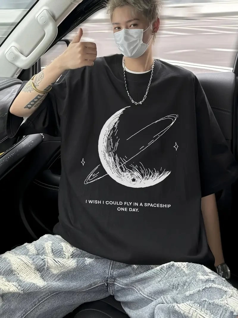 baskili-oversize-bisiklet-yaka-t-shirt-siyah-54060621-sw800sh1066 Erkek Baskılı Tişört Kısa Kol Bisiklet Yaka Oversize T-Shirt - - Siyah - Görsel 2