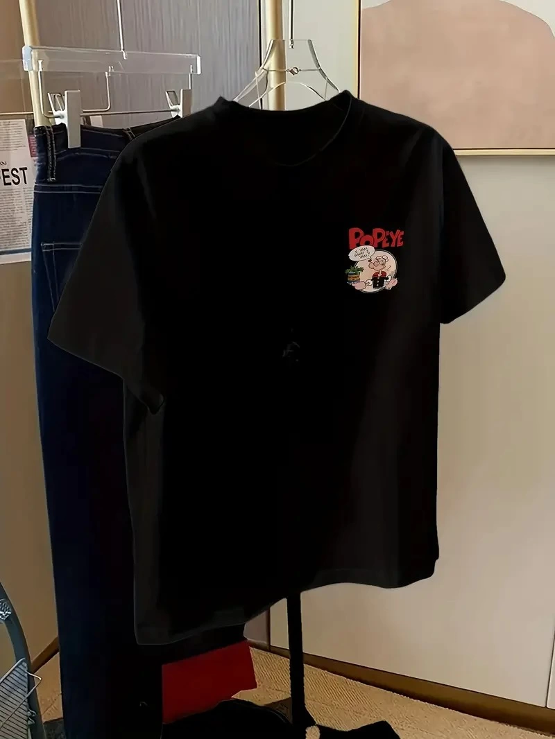 baskili-oversize-bisiklet-yaka-t-shirt-siyah-55795857-sw800sh1066 Kadın Ön ve Arka Baskılı T-Shirt Kısa Kol Bisiklet Yaka Regular Fit Tişört - Siyah - Görsel 2