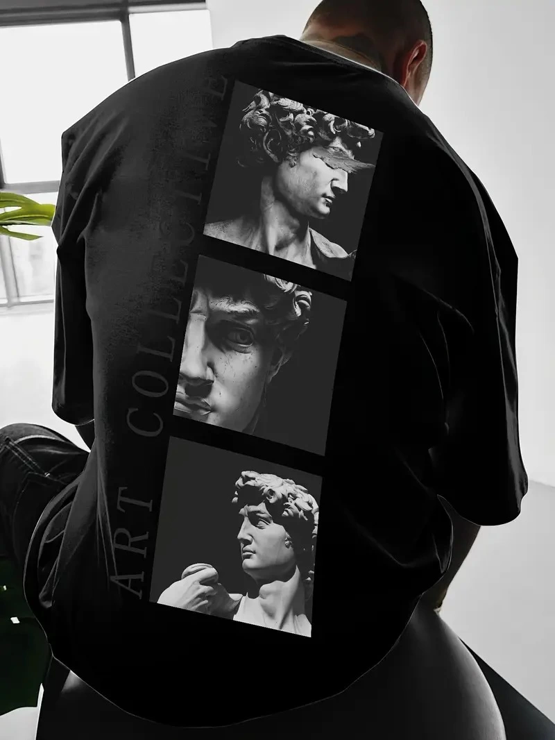 baskili-oversize-bisiklet-yaka-t-shirt-siyah-59227115-sw800sh1066 Erkek T-Shirt Sokak Stili Baskılı Kısa kol Tişört - Siyah