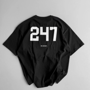 Erkek Ön ve Arka Baskılı T-Shirt Kısa Kol Bisiklet Yaka Regular Fit Tişört - Siyah