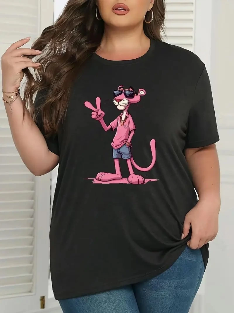 baskili-oversize-bisiklet-yaka-t-shirt-siyah-80140994-sw800sh1067 Kadın Tişört Pembe Panter Baskılı Bisiklet Yaka Kısa Kol T-shirt - Beyaz