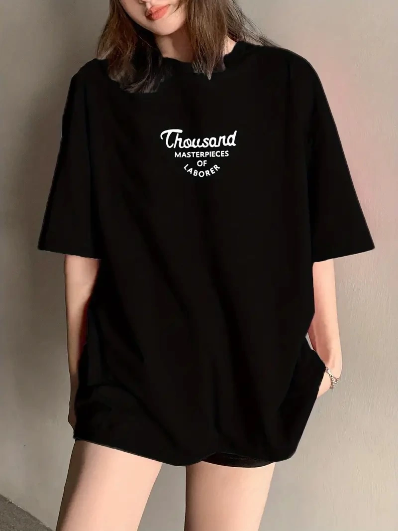 baskili-oversize-bisiklet-yaka-t-shirt-siyah-81981669-sw800sh1066 Kadın Baskılı Tişört Bisiklet yaka yazlık Kısa Kol oversize t-shirt - Siyah
