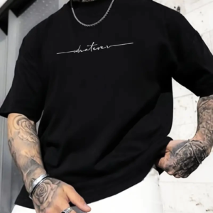 Erkek Baskılı T-Shirt Kısa Kol Bisiklet Yaka Regular Fit Yazlık Tişört - Siyah