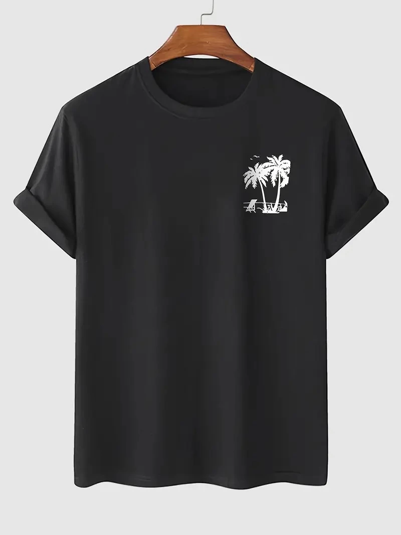 baskili-oversize-bisiklet-yaka-t-shirt-siyah-95819244-sw800sh1066 Erkek Kısa Kol Yazlık Tişört Bisiklet Yaka Palmiye Baskılı T-Shirt - Siyah