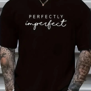 Erkek PERFECTLY Baskılı Tişört Bisiklet yaka yazlık Kısa Kol t-shirt - Siyah