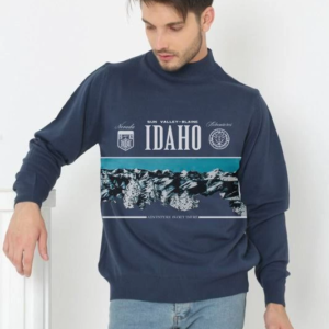 Erkek Yarım Bağazlı Kazak Baskılı Dokuma Triko - Indigo