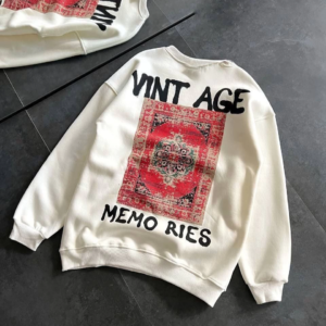 Kadın Bisiklet Yaka 3 İplik Baskılı Oversize SweatShirt - Beyaz