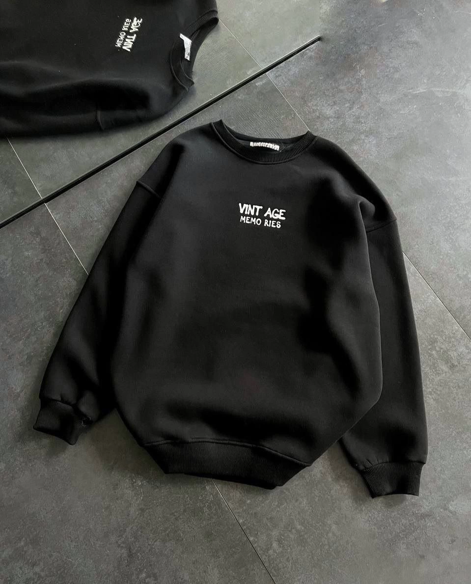 bisiklet-yaka-uc-iplik-baskili-oversize-sweatshirt-siyah-33932047-sw959sh1189 Kadın Bisiklet Yaka 3 İplik pamuklu Baskılı Oversize SweatShirt - Siyah - Görsel 2