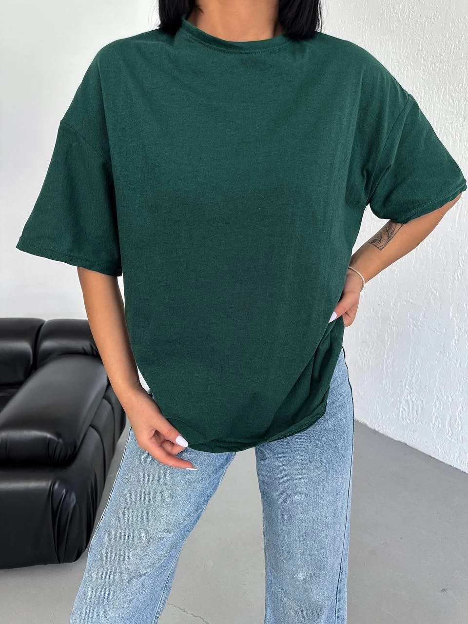 duz-biskilet-yaka-t-shirt-haki-96796234-sw960sh1280 Kadın Düz T-Shirt Kısa Kol Bisiklet Yaka Oversize Rahat Kalıp Günlük Tişört - Haki