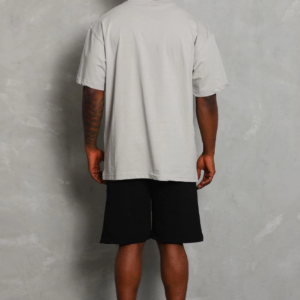 Erkek Düz Yazlık Kısa Kol Tişört Bisiklet Yaka Oversize T-Shirt - Gri