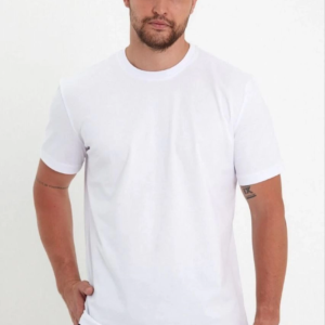Erkek Düz Penye Tişört Bisiklet Yaka Kısa Kol Regular Fit T-Shirt - Beyaz