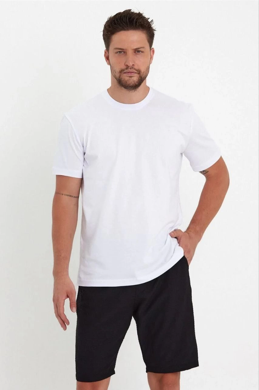 erkek-24-1-duz-a-kalite-oversize-t-shirt-beyaz-68998117-sw853sh1280 Erkek Düz Penye Tişört Bisiklet Yaka Kısa Kol Regular Fit T-Shirt - Beyaz - Görsel 2