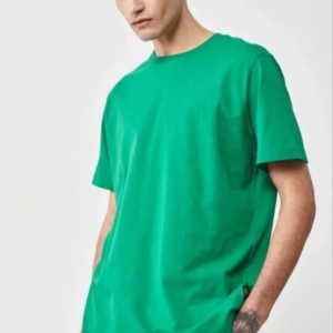 Erkek Düz Penye Tişört Bisiklet Yaka Kısa Kol Regular Fit T-Shirt - Yeşil