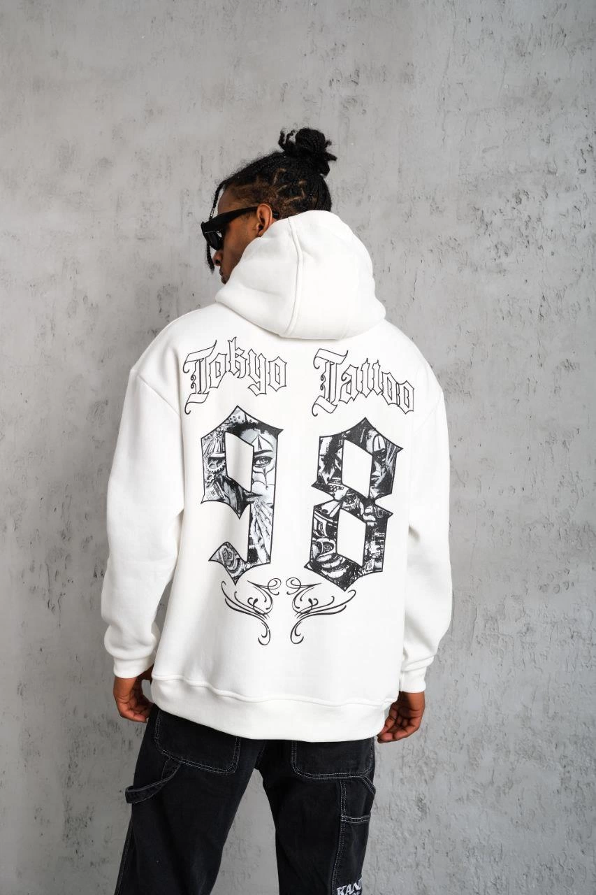 erkek-98-baskili-kapsonlu-sweat-beyaz-234707489-sw853sh1280 Erkek 98 Baskılı Kapşonlu 3 iplik pamuklu Sweatshirt hoodie - Beyaz - Görsel 2