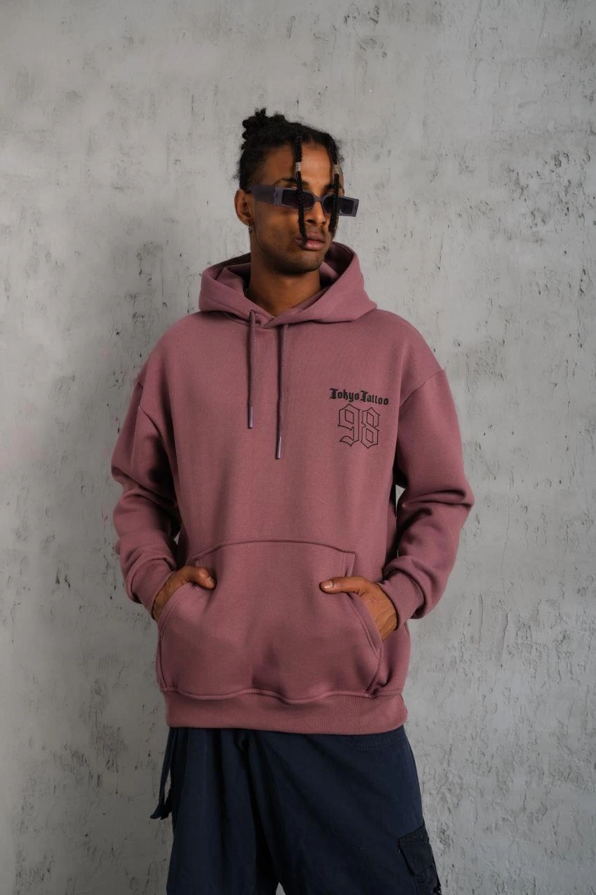 erkek-98-baskili-kapsonlu-sweat-gul-kurusu-212011059-sw853sh1280 Erkek 3 İplik Pamuklu Kapüşonlu Baskılı Cepli Sweatshirt Hoodie - Gül Kurusu - Görsel 2