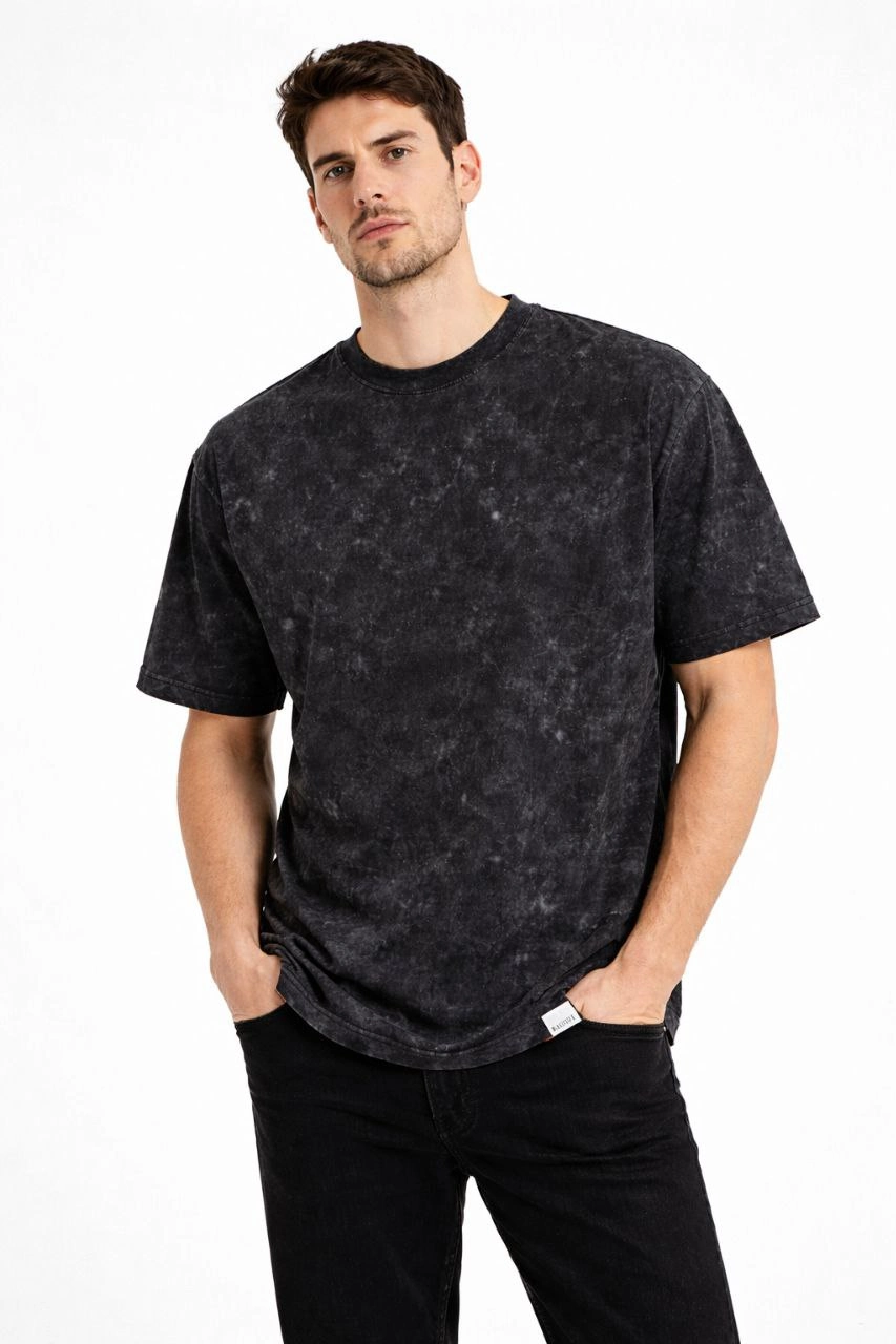 erkek-asit-yikama-bisiklet-yaka-kisa-kollu-oversize-t-shirt-tisort-siyah-76736933-sw853sh1280 Erkek Asit Yıkama Bisiklet Yaka Kısa Kollu Oversize T-Shirt Tişört - Siyah - Görsel 2
