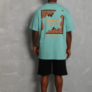 Erkek Baskılı Tişört Kısa Kol Bisiklet Yaka Oversize T-Shirt - Mint Yeşili