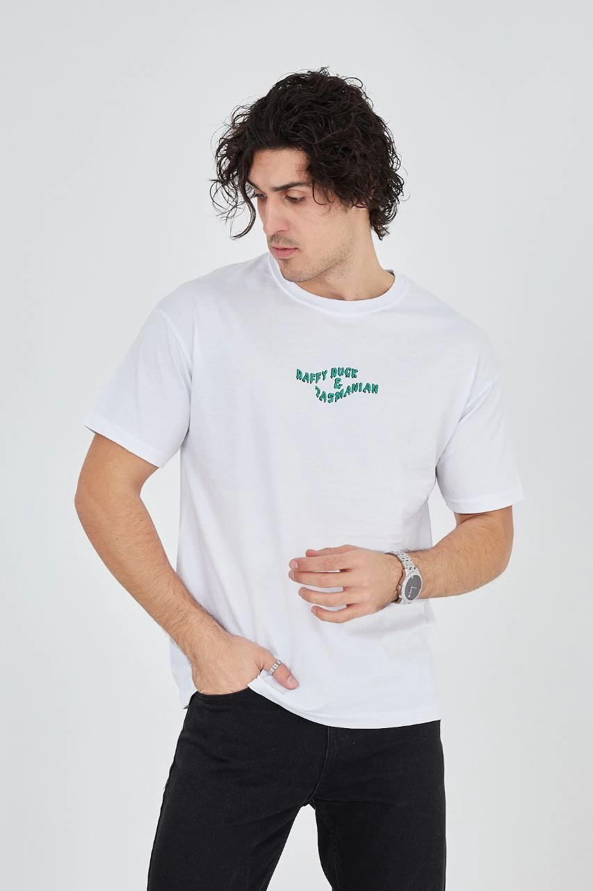 erkek-baskili-24-1-penye-t-shirt-beyaz-47793352-sw853sh1280 Erkek Baskılı T-Shirt Kısa Kol Bisiklet Yaka Regular Fit Rahat Kalıp Günlük Tişört - Beyaz - Görsel 2