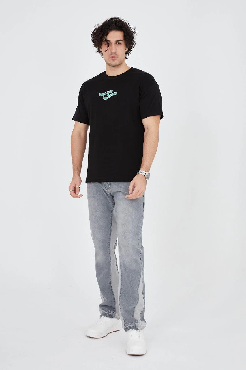 erkek-baskili-24-1-penye-t-shirt-siyah-86676120-sw853sh1280 Erkek Baskılı T-Shirt Kısa Kol Bisiklet Yaka Regular Fit Rahat Kalıp Günlük Tişört - Siyah - Görsel 2