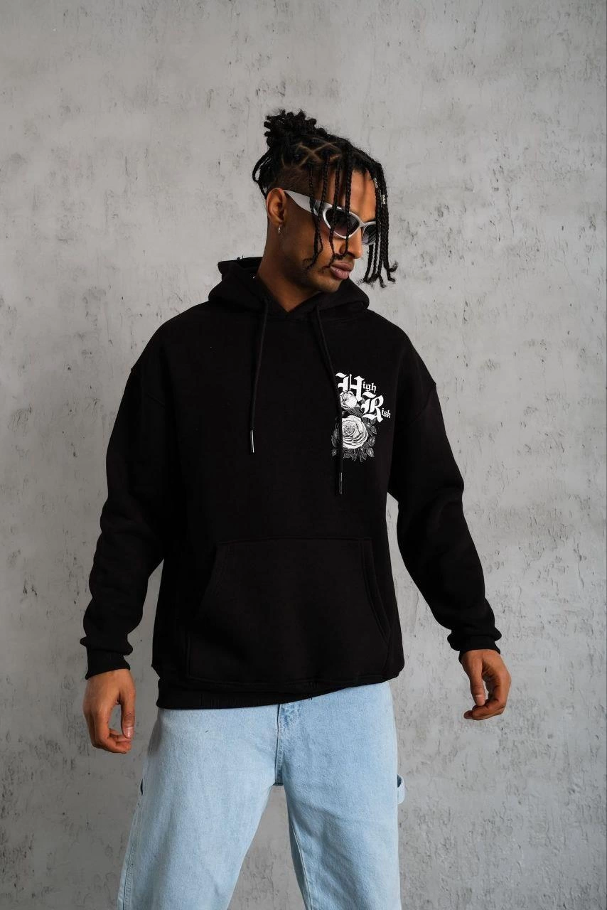 erkek-baskili-kapsonlu-sweat-siyah-141128634-sw854sh1280 Erkek 3 İplik Pamuklu Kapüşonlu Baskılı Cepli Oversize Sweatshirt Hoodie - Siyah