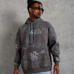 Erkek 3 İplik Pamuklu Kapüşonlu Kanguru Cepli Sweatshirt Hoodie - Gri