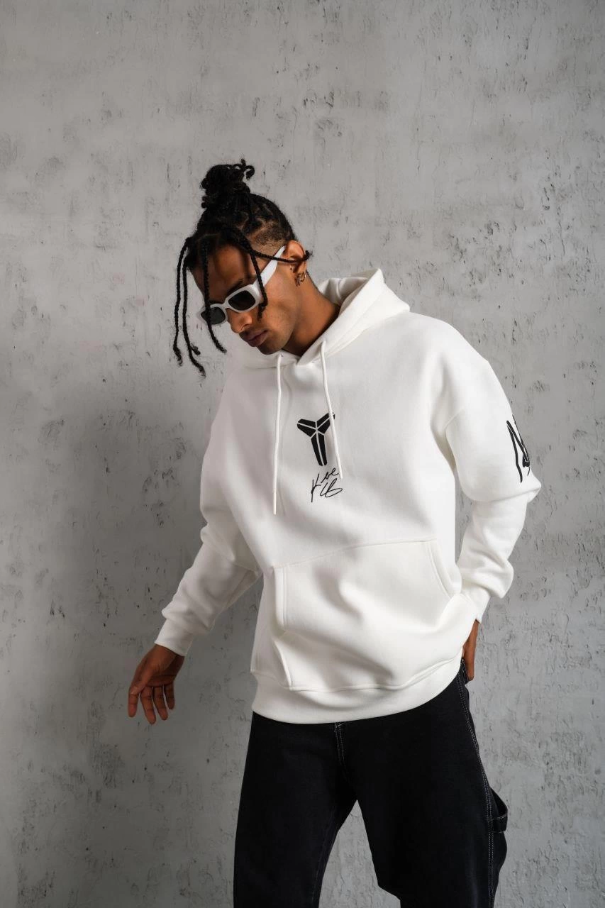erkek-baskili-kapusonlu-sweat-beyaz-265105811-sw853sh1280 Erkek 3 İplik Pamuklu Kapüşonlu Baskılı Cepli Oversize Sweatshirt Hoodie - Beyaz - Görsel 2