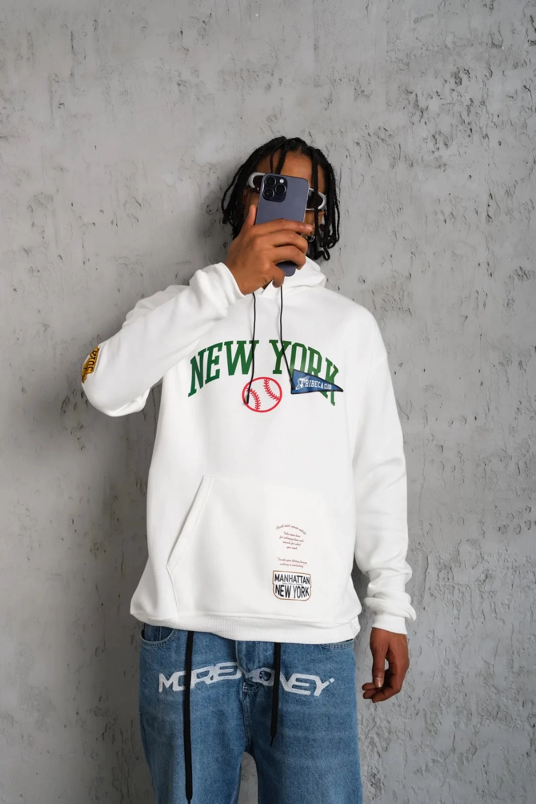erkek-baskili-kapusonlu-sweatshirt-beyaz-59550363-sw1066sh1600 Erkek 3 İplik Pamuklu Kapüşonlu Baskılı Cepli Oversize Sweatshirt Hoodie - Beyaz