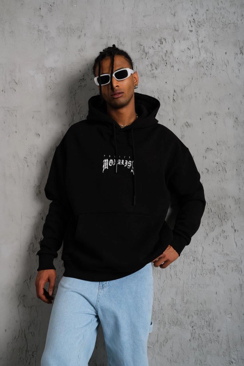 erkek-baskili-kapusonlu-ve-kanguru-cepli-sweat-siyah-474228585-sw853sh1280 Erkek Baskılı Kapüşonlu ve Kanguru Cepli Sweatshirt hoodie- Siyah - Görsel 2