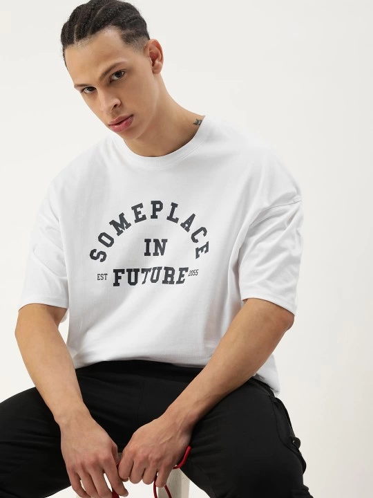 erkek-baskili-oversize-t-shirt-beyaz-9857038-sw540sh720 Erkek Kısa Kol Yazlık Tişört Bisiklet Yaka Baskılı Oversize T-Shirt - Beyaz - Image 2