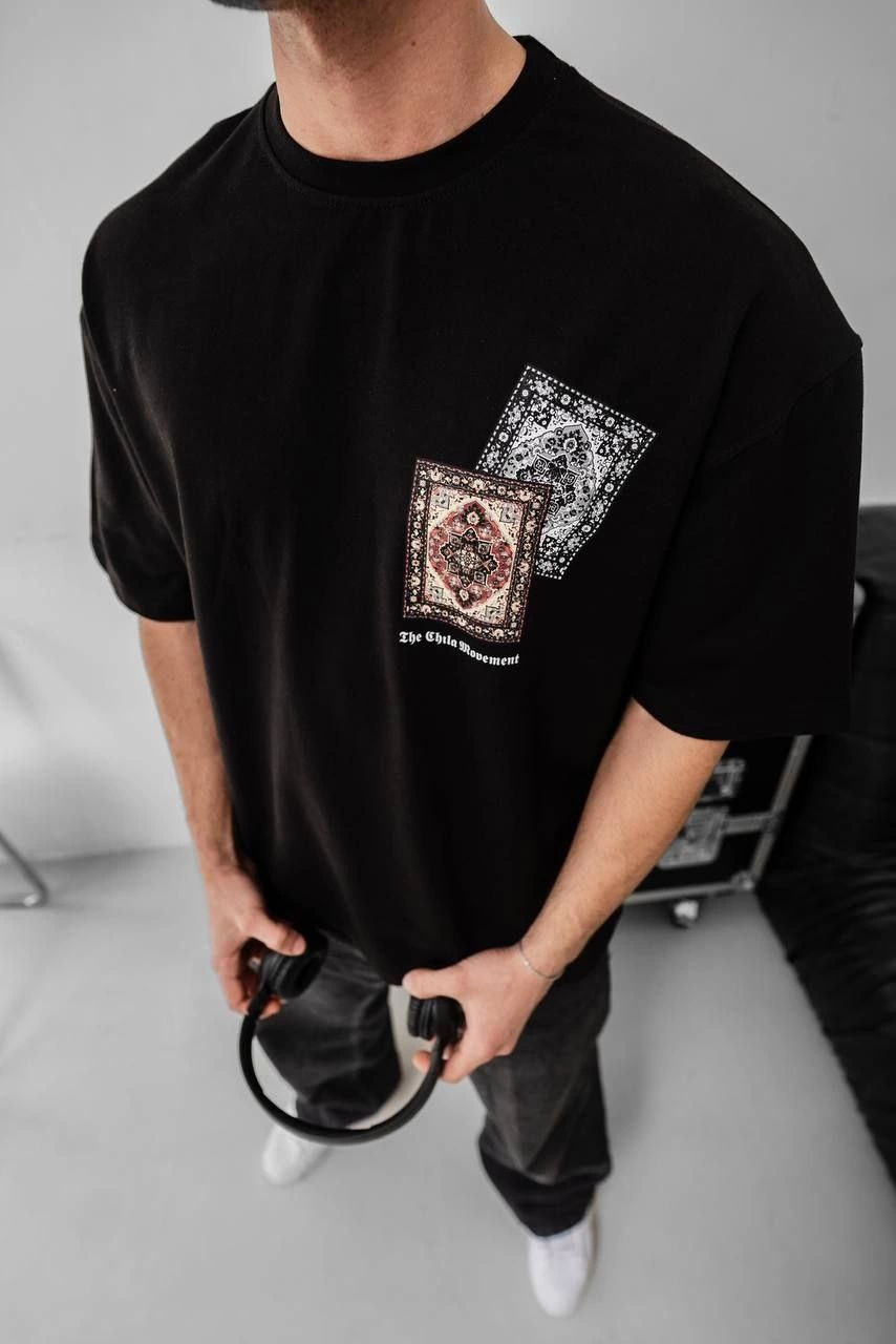 erkek-baskili-oversize-t-shirt-siyah-35078283-sw854sh1280 Erkek Yazlık Bisiklet Yaka Baskılı Regular Fit Tişört Kısa Kol T-Shirt - Siyah - Image 2